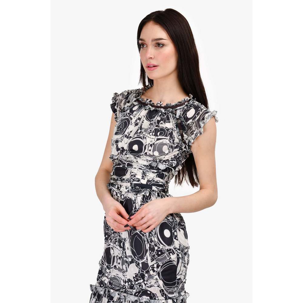 Pre-loved Chanel™ Vintage Black And White Patterned Ruched Dress Size 36 - Picture 3 of 3